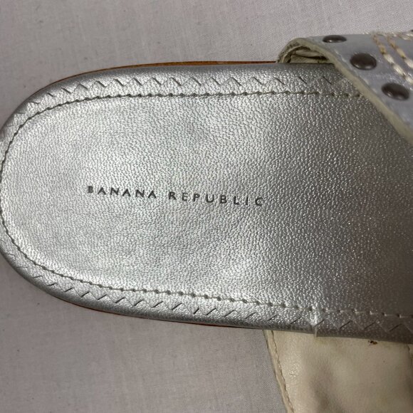 Banana Republic Western Flats Silver Thong Toe Ring Sandals Vintage 90s Size 10 - Picture 11 of 15